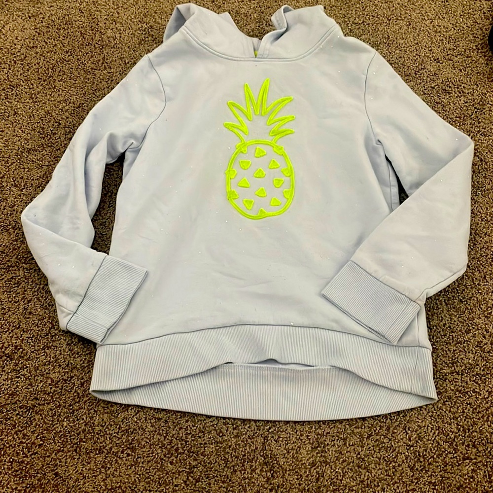 Cat & Jack Target pineapple sweater size 7/8 sparkle blue fabric